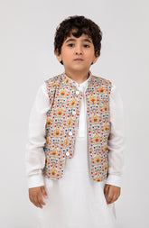 Infant Boys Printed Waist Coat 3 Piece -SIS720125